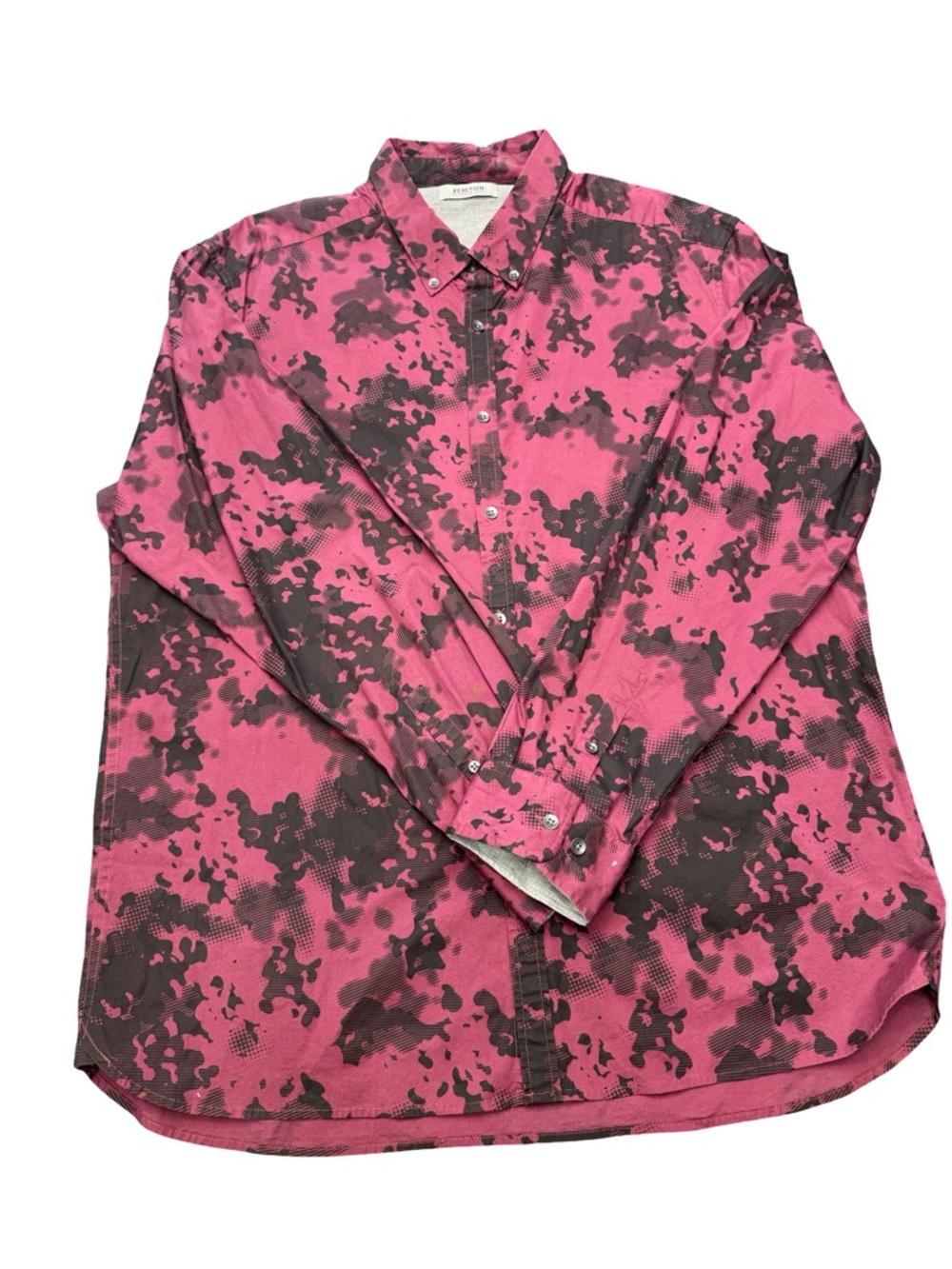 Kenneth Cole Maroon Black Camo Shirt Mens XXL Button Down Y2K Night Style!!! - Picture 2 of 7